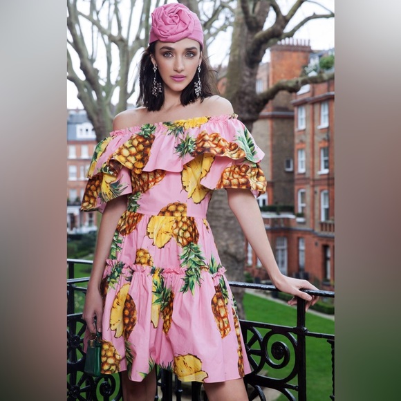 DOLCE & GABBANA PINEAPPLE PRINTED DRESS SIZE IT42. - Picture 2 of 8